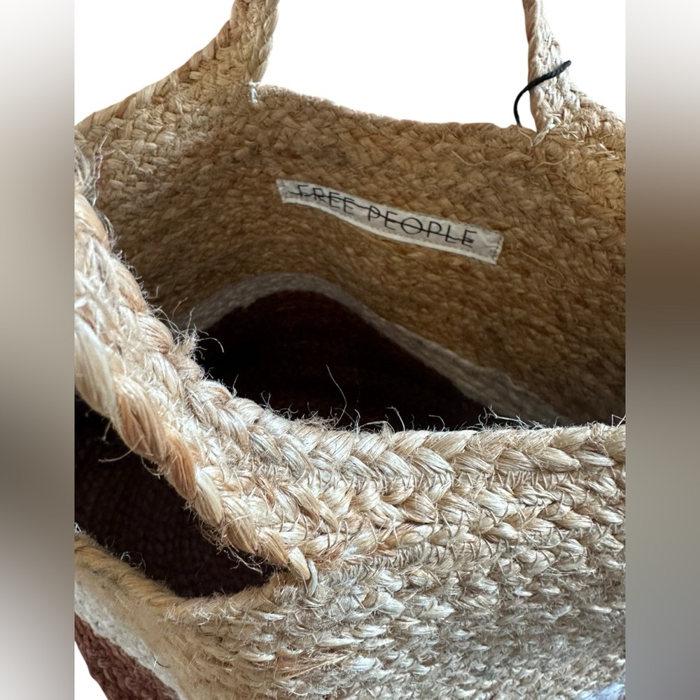 Free People Woven Tan and Brown Tote - Picture 4 of 8